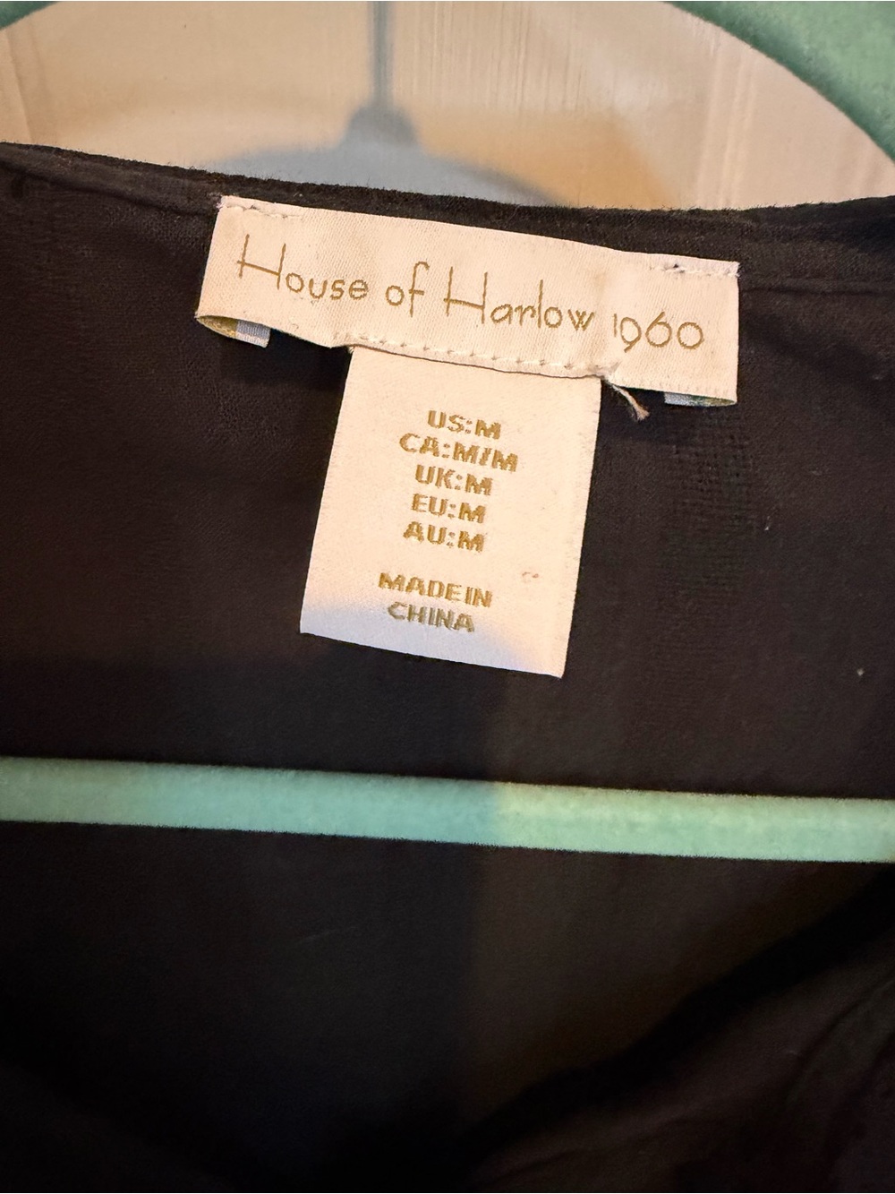NWOT House Of Harlow Black Ruffle Eyelet Collar Button Down Peasant Blouse M - Picture 4 of 5